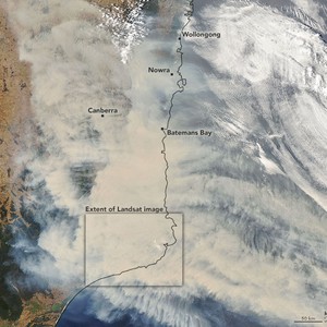 دخان الحرائق الكثيف يغطي جنوب شرق أستراليا كما يظهر من الفضاء